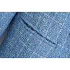 tweed women elegant blue blazers