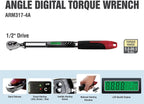 ACDelco Tools ARM317-4A 1/2” (5.0 to 99.5 ft-lbs.) Heavy Duty Angle Digital Torque Wrench with Buzzer and LED Flash Notification – ISO 6789 Standards with Certificate of Calibration