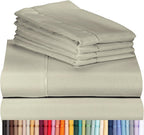 LuxClub 6 PC Full Size Sheet Set Bamboo Sheets Deep Pockets 18" Eco Friendly Wrinkle Free Cooling Sheets Machine Washable Hotel Bedding Silky Soft - Light Taupe Full