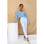 patchwork chic plaid trousers