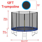 Aedilys Trampoline 12FT Jump Recreational Trampolines with Enclosure Net, Ladder- Combo Bounce Outdoor Trampoline for Kids, Toddler, Adults