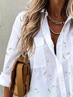 Casual Love Print Loose Long Sleeve Blouse
