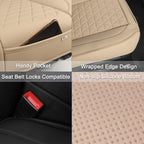 Black Panther Luxury Faux Leather Car Seat Cover Front Bottom Seat Cushion Cover, Anti-Slip and Wrap Around The Bottom, Fits 95% of Vehicles - 1 Piece,Beige