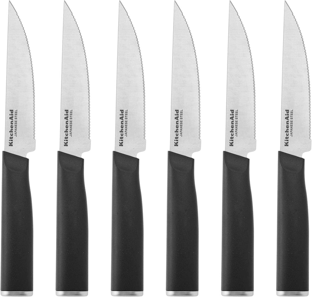 KitchenAid Classic 6 Piece Steak Knife Set, 4.5-Inch, Black