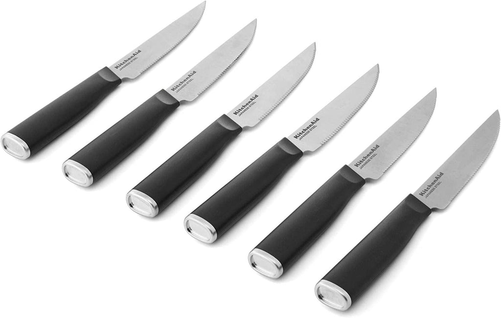 KitchenAid Classic 6 Piece Steak Knife Set, 4.5-Inch, Black