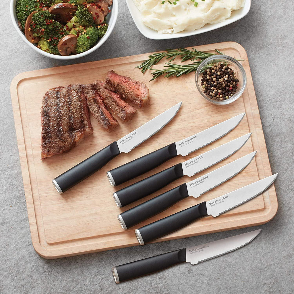 KitchenAid Classic 6 Piece Steak Knife Set, 4.5-Inch, Black