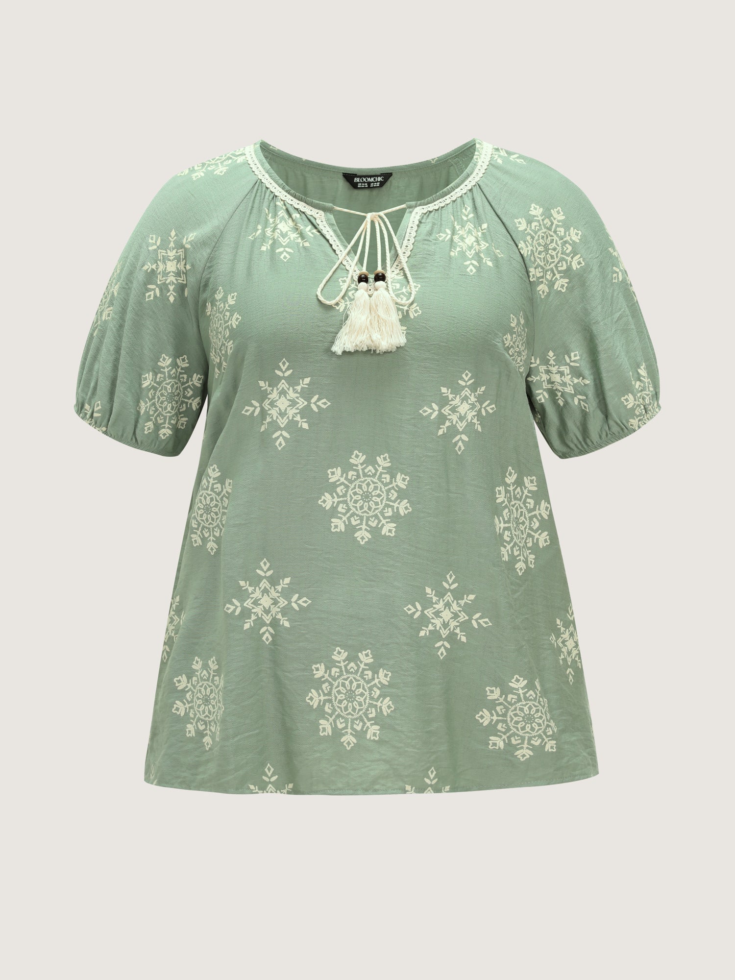 Boho Print Puffy Sleeve Blouse