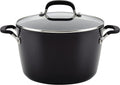 KitchenAid Hard Anodized Nonstick Stockpot with Lid, 8 Quart, Onyx Black