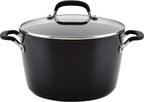 KitchenAid Hard Anodized Nonstick Stockpot with Lid, 8 Quart, Onyx Black