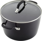 KitchenAid Hard Anodized Nonstick Stockpot with Lid, 8 Quart, Onyx Black