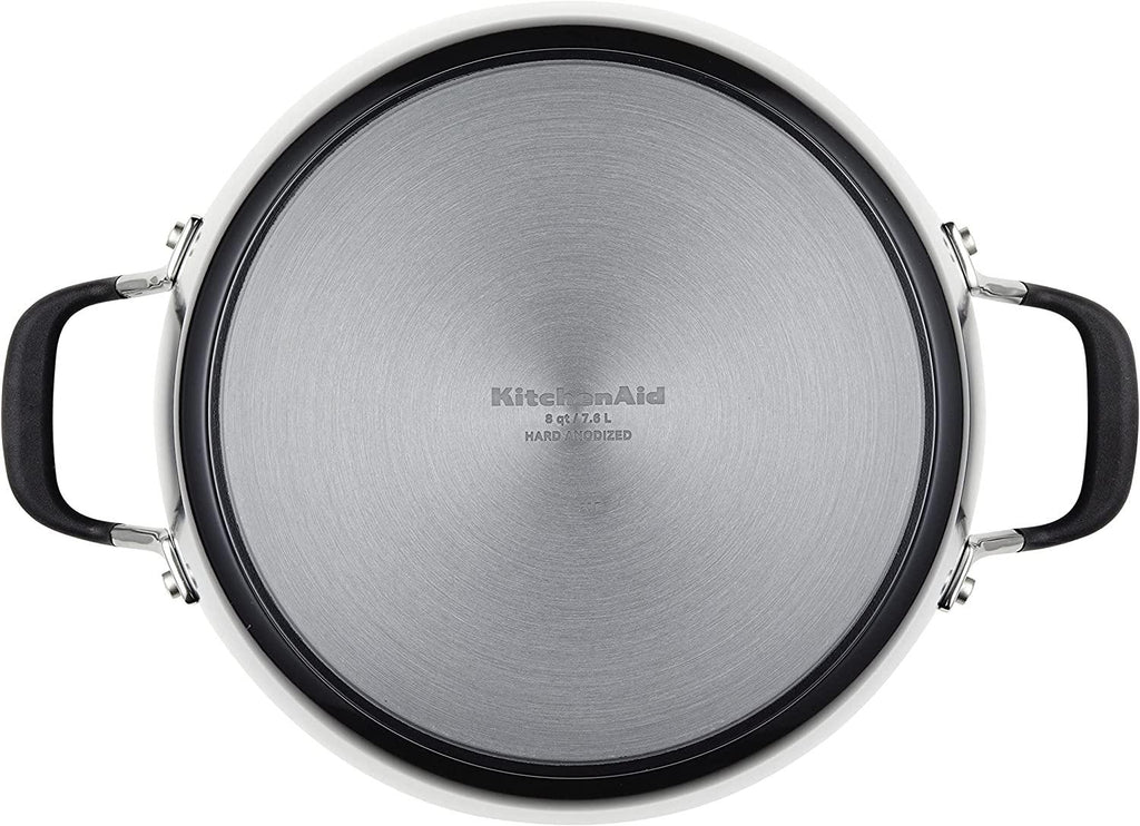 KitchenAid Hard Anodized Nonstick Stockpot with Lid, 8 Quart, Onyx Black