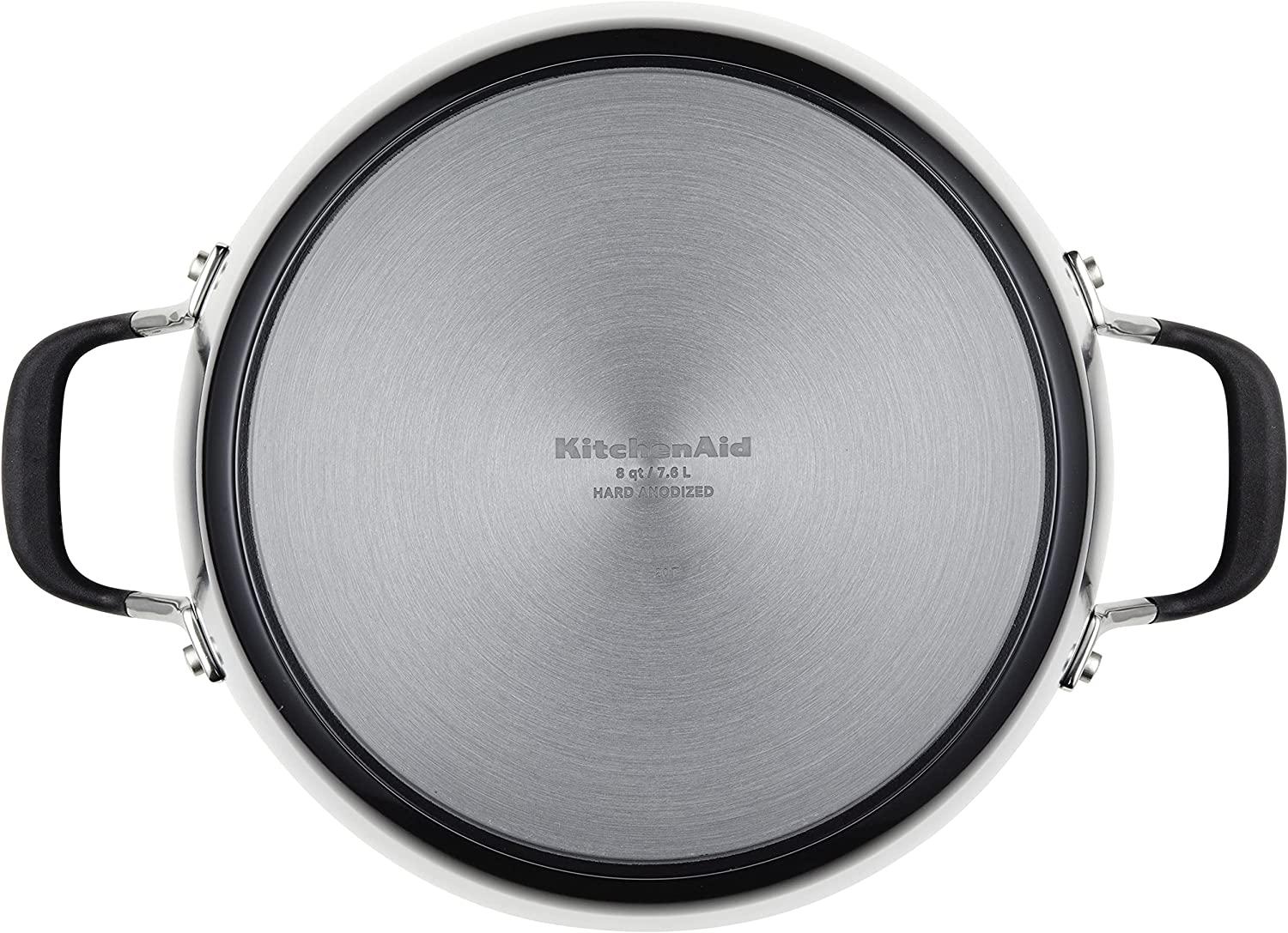 KitchenAid Hard Anodized Nonstick Stockpot with Lid, 8 Quart, Onyx Black