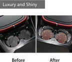 2pcs Bling Car Cup Holder Coaster, 2.75 inch Anti-Slip Shockproof Universal Fashion Vehicle Car Coasters Insert Bling Rhinestone Auto Automotive Interior Accessories for Women (2 pcs, Rose Gold)