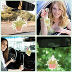 Tallew 8 Pack Car Hanging Plants Air Freshener for Women Girls Long Lasting Funny Plant Accessories Little Scented for Mirror