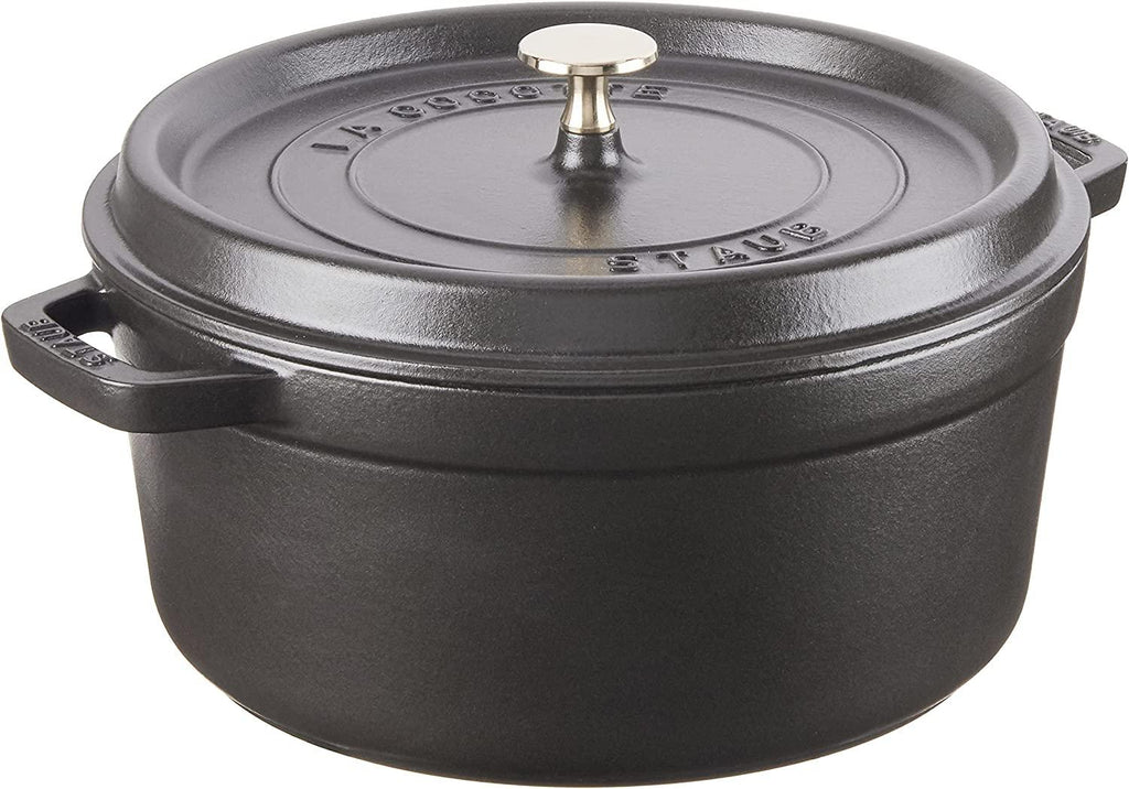 STAUB Cast Iron Round Cocotte, 5.5-quart, Black Matte, Made in France