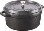 STAUB Cast Iron Round Cocotte, 5.5-quart, Black Matte, Made in France