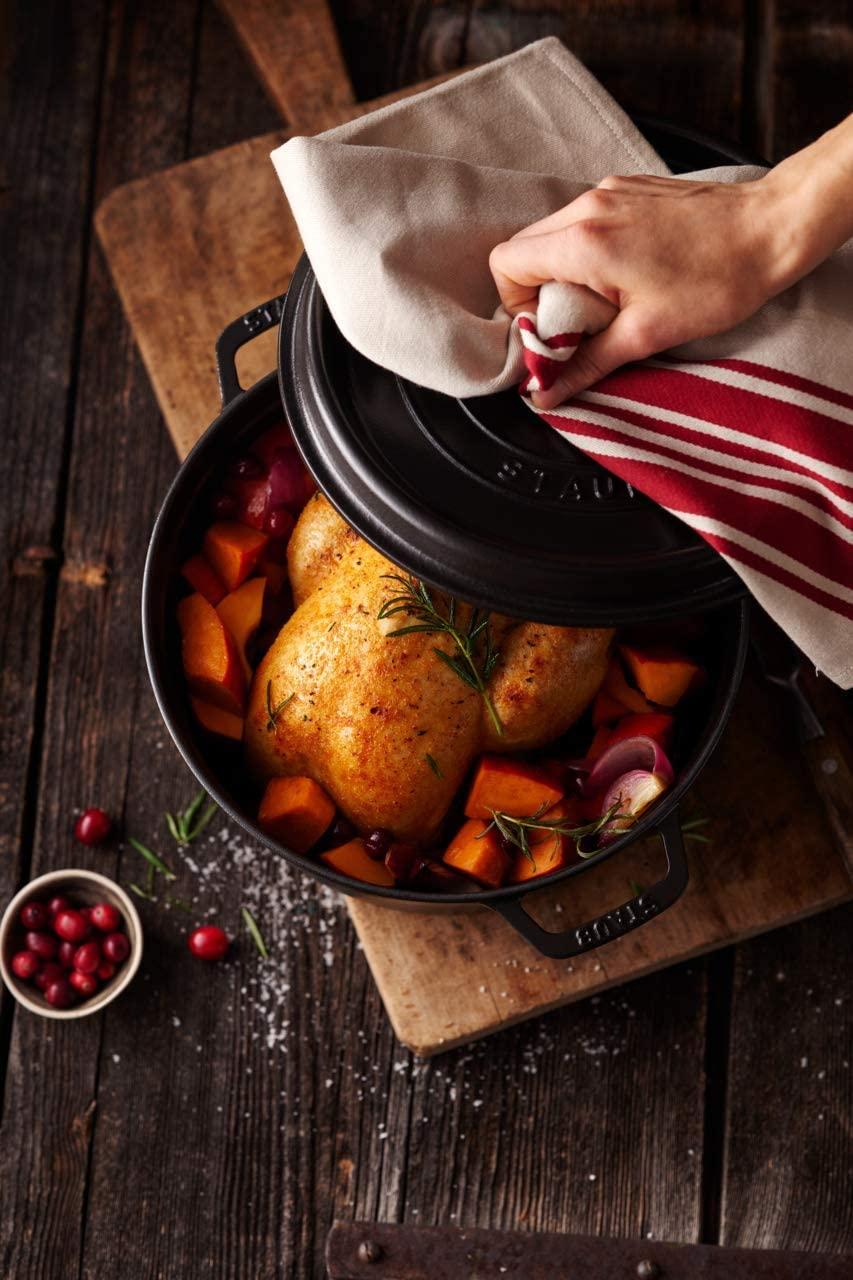 STAUB Cast Iron Round Cocotte, 5.5-quart, Black Matte, Made in France