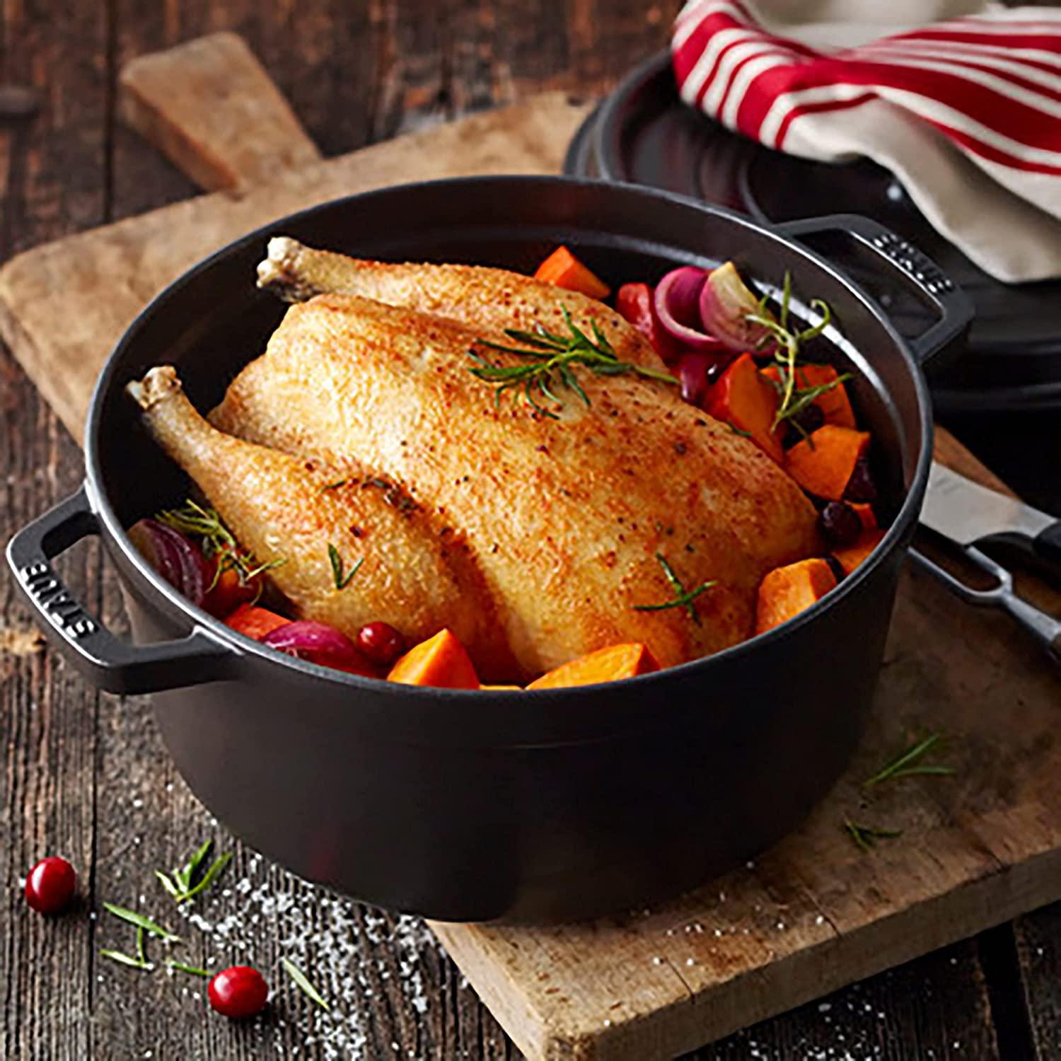 STAUB Cast Iron Round Cocotte, 5.5-quart, Black Matte, Made in France