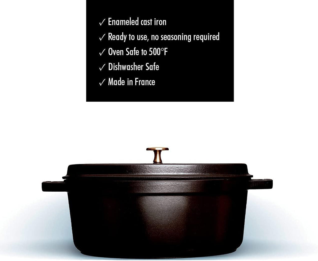STAUB Cast Iron Round Cocotte, 5.5-quart, Black Matte, Made in France