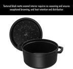 STAUB Cast Iron Round Cocotte, 5.5-quart, Black Matte, Made in France