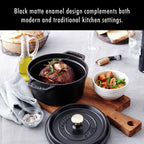 STAUB Cast Iron Round Cocotte, 5.5-quart, Black Matte, Made in France
