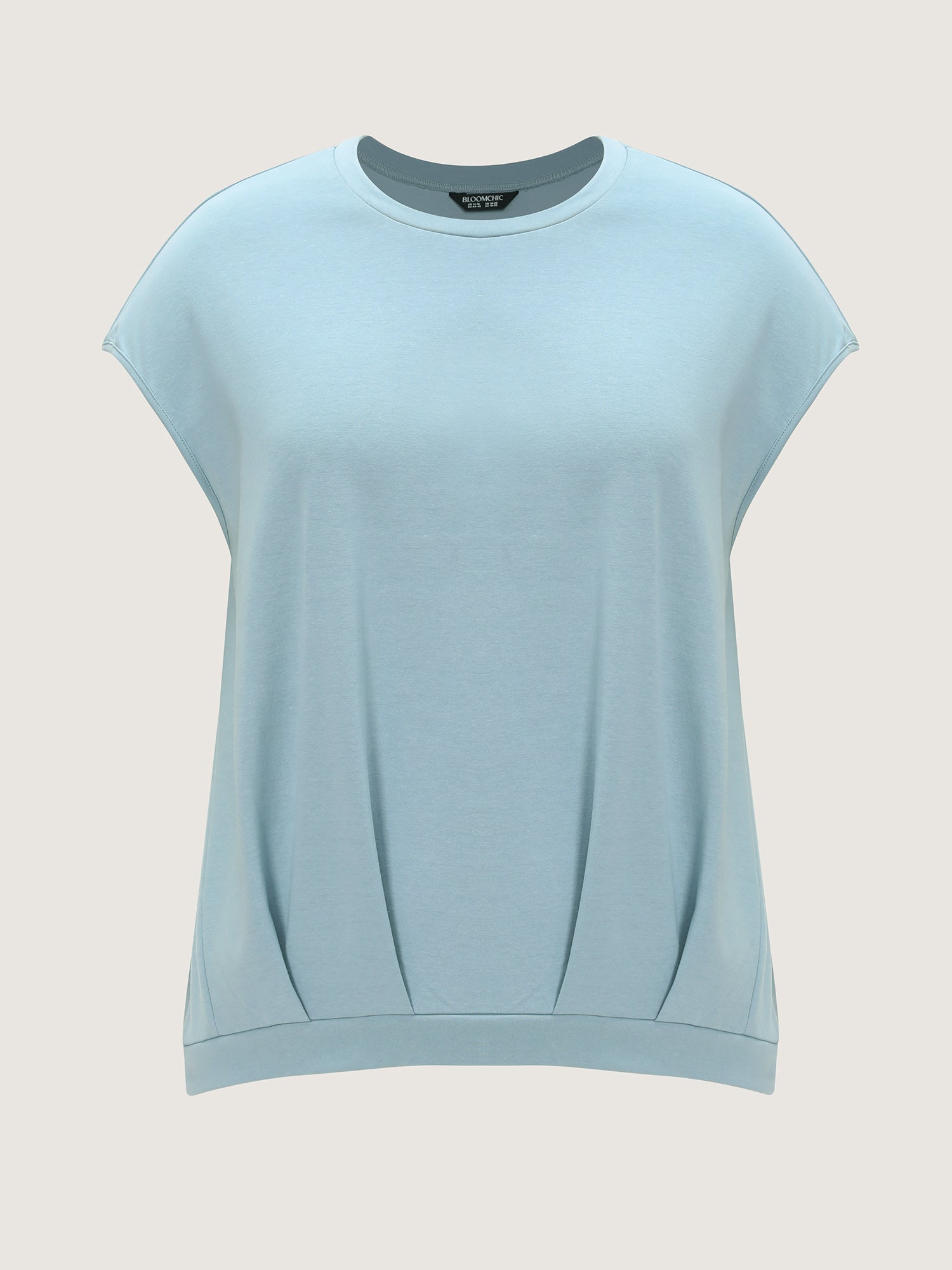 Stretchy Elastic Hem Plain T-Shirt