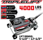 Power 2 Ton Triple Lift Floor Jack, Lifts Cars, Trucks, Motorcycles, ATV's, Transmissions, Tie-Down Loops, LocSafety Bar - 620422E