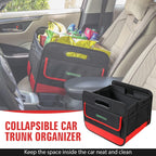 Simniam Collapsible Car Trunk Organize with 3 Removable Dividers, Trunk Organizer Fits Most Car, SUVs, Truck, or Minivan (2 Compartments, Red)