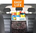 HOTOR Car Trash Can, Multifunctional &amp; Fashionable Car Accessory for Interior Use for Women, Waterproof Car Organizer and Storage Bag with Adjustable Straps, Magnetic Buckles (Leopard-Print Brown)