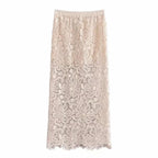 crochet floral midi skirt