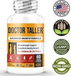 Doctor Taller - Support Healthy Growth - Premium and Breakthrough Ingredients - Help Children and Teens Grow - Healthy Growth Supplement - 60 Vegan Capsules - for Children (8+) and Teens (Pack of 12)