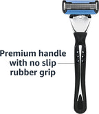 Amazon Basics 5-Blade MotionSphere Razor for Men with Dual Lubrication and Precision Trimmer, Handle &amp; 16 Cartridges, Cartridges fit Amazon Basics Razor Handles only, 17 Piece Set, Black