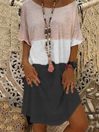 Colorblock Printed Short-sleeved Mini Dress