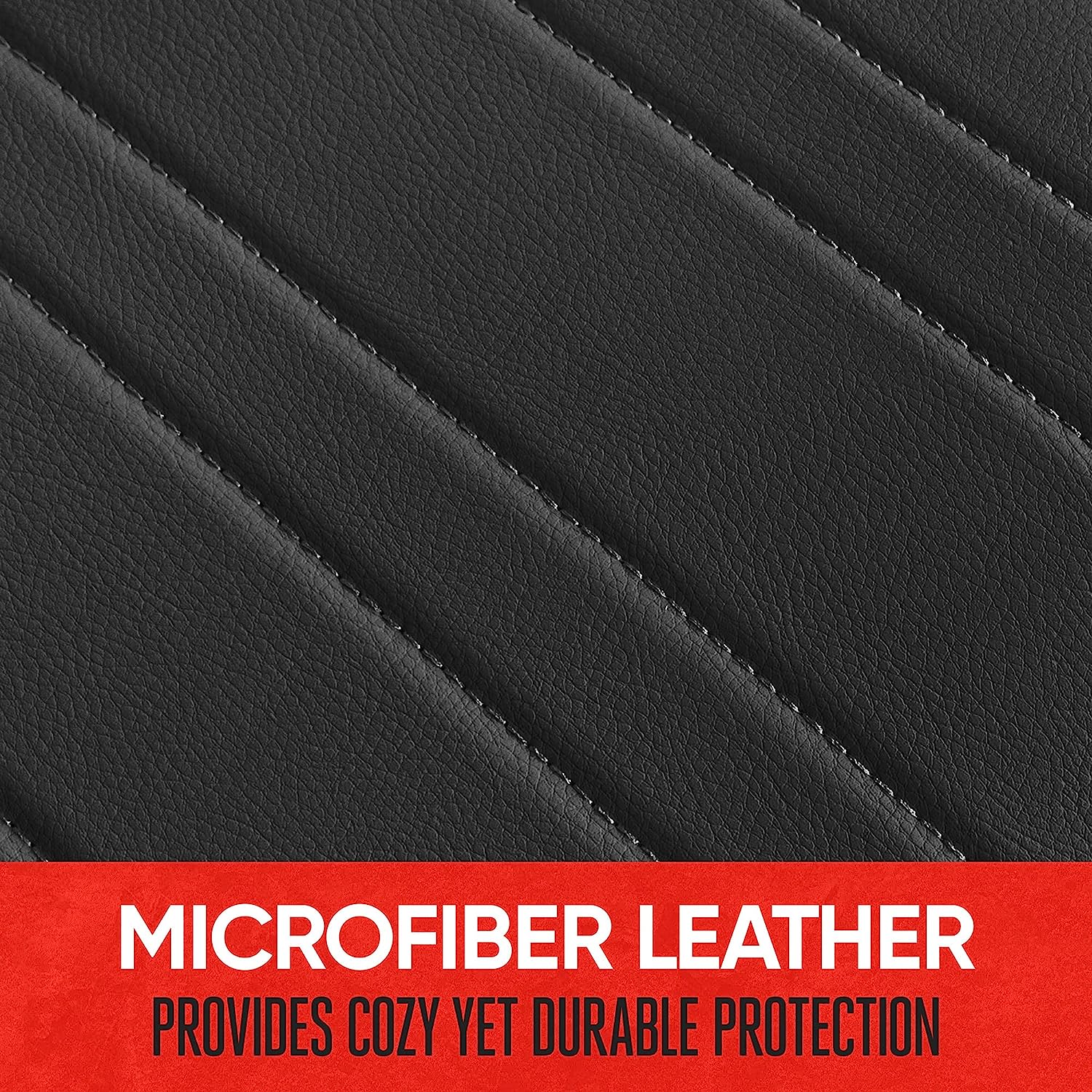 Motor Trend Seat Covers for Cars Trucks SUV, Faux Leather Full Set Black Padded Car Seat Covers with Storage Pockets, Premium Interior Car Seat Cover