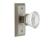 Studio Plate 2-3/4 in. Backset Satin Nickel Privacy Bed/Bath Crystal Glass Door Knob
