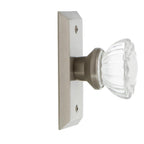 Studio Plate 2-3/4 in. Backset Satin Nickel Privacy Bed/Bath Crystal Glass Door Knob