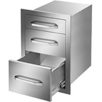 15"Wx21"H Outdoor Kitchen Drawers  Steel Triple BBQ Drawers Flush Mount
