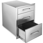 15"Wx21"H Outdoor Kitchen Drawers  Steel Triple BBQ Drawers Flush Mount