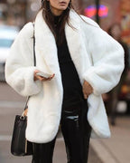 warm big lapel long sleeve plain elegant coats