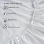 LANE LINEN Organic Cotton White Twin Sheets Set, 3-Piece Pure Organic Cotton Percale Sheets,Twin Sheets, Ultra Soft Bedding Sheets, Fits Mattress Upto 15" Deep - White