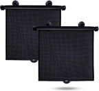 EcoNour Car Side Window Sun Shade (2 Pack) | Retractable Car Roller Sunshade for Kids | Baby Car Window Shades for UV and Sun Glare Protection | Baby Car Travel Accessories (15"x17")