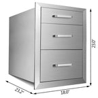 BBQ ISLAND / OUTDOOR KITCHEN DRAWER  STEEL NARROW TRASH DRAWERS 18"x23"