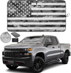 Autoamerics 1-Piece Windshield Sun Shade Gray Camo American Flag USA  - Foldable Car Front Window Sunshade for Most Sedans SUV Truck - Blocks Max UV Rays and Keeps Your Vehicle Cool - Large