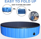 juoifip foldable dog pet pool 63"x12" xxl portable pet swimming pool kiddie pool for pets hard plastic pet bath tub indoor outdoor pool for pets large dogs cats and kids (bonus brush+chew toy)