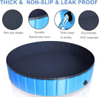 juoifip foldable dog pet pool 63"x12" xxl portable pet swimming pool kiddie pool for pets hard plastic pet bath tub indoor outdoor pool for pets large dogs cats and kids (bonus brush+chew toy)