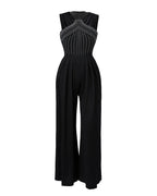 Rhinestone Cutout Ruched Wide Leg Jumpsuit