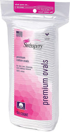 Swisspers Premium 100 Percent Cotton Ovals, Reclosable Bags, 50 Count Bags, 2 Pack (100 Count Total)