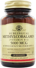Solgar Methylcobalamin (vitamin B12) 5000 Mcg, 60 Nuggets, 60 Count (Pack of 12)