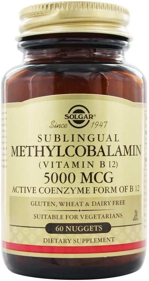 Solgar Methylcobalamin (vitamin B12) 5000 Mcg, 60 Nuggets, 60 Count (Pack of 12)
