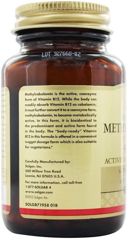Solgar Methylcobalamin (vitamin B12) 5000 Mcg, 60 Nuggets, 60 Count (Pack of 12)